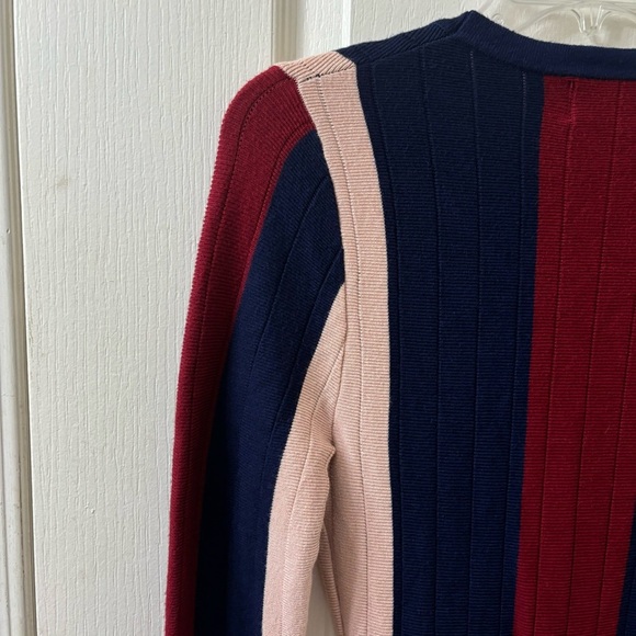 Adelyn Rae Knit Stripe Maxi Dress Long Sleeve Faux Wrap Pleated Skirt Women’s XS - Picture 9 of 15